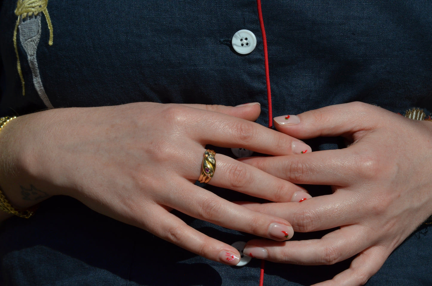 Romantic Victorian Twin Snakes Ring