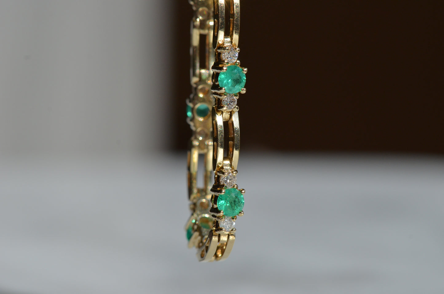 Vibrant Emerald and Diamond Station Bracelet