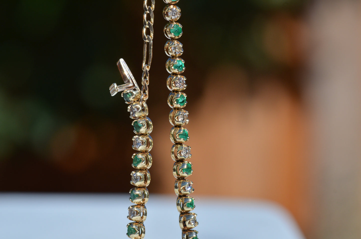 Vivid Emerald and Diamond Tennis Bracelet