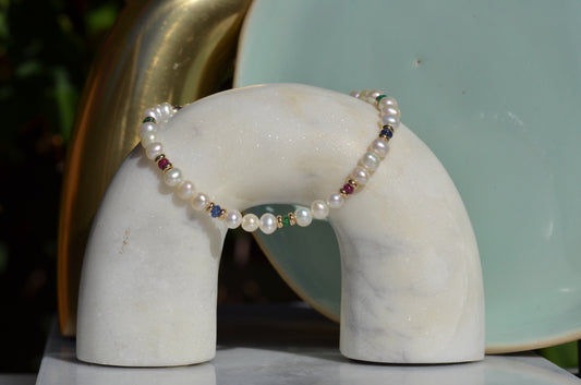 Chic Pearl and Gemstone Bracelet