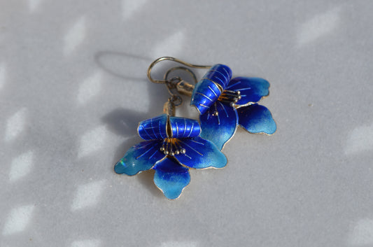 Vintage Enamel Violet Earrings