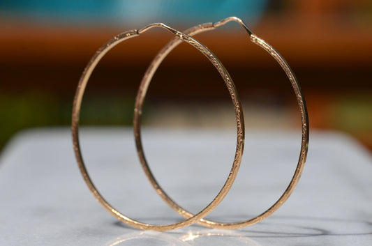 Lightweight Vintage Textured Hoops