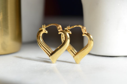 Playful Heart Shaped Vintage Hoops
