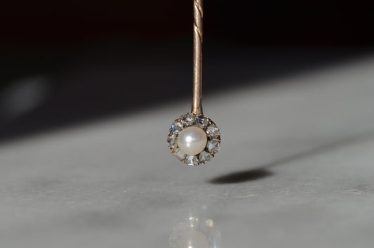 Delicate Antique Pearl Halo Pin