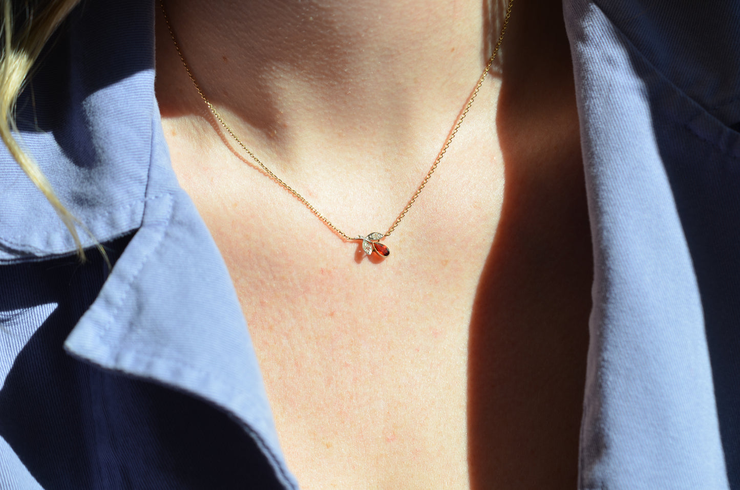 Sweet Garnet and Diamond Conversion Necklace
