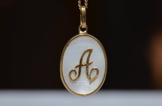 Sweet Mother of Pearl "A" Pendant