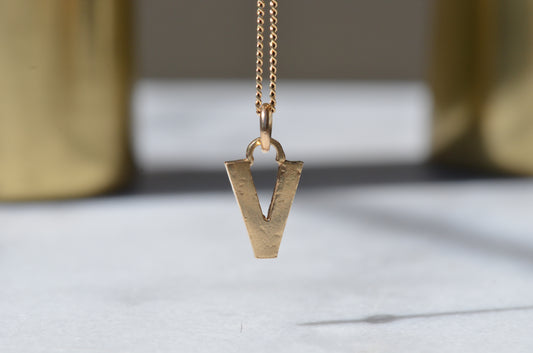 Chunky Vintage V Charm