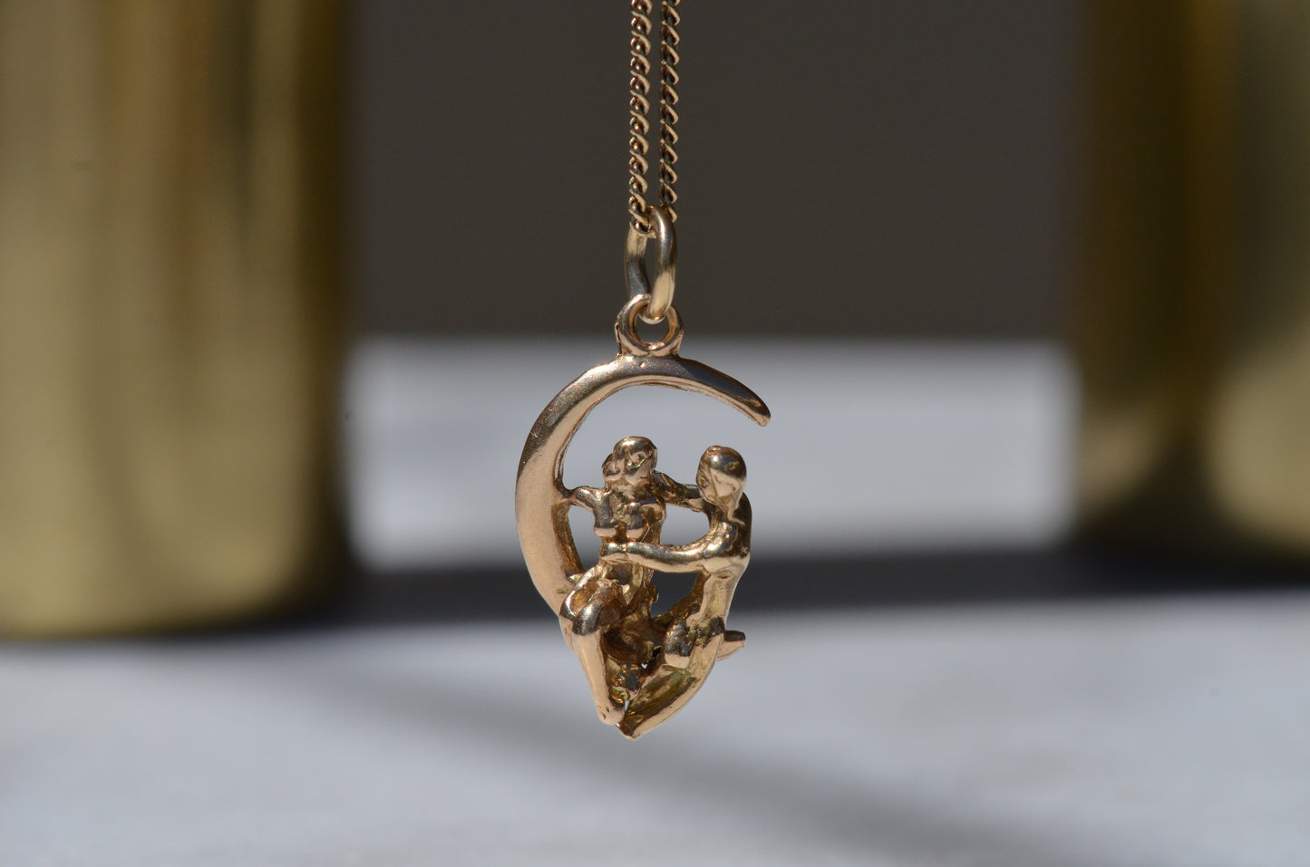 Amorous Vintage Moon Lovers Charm