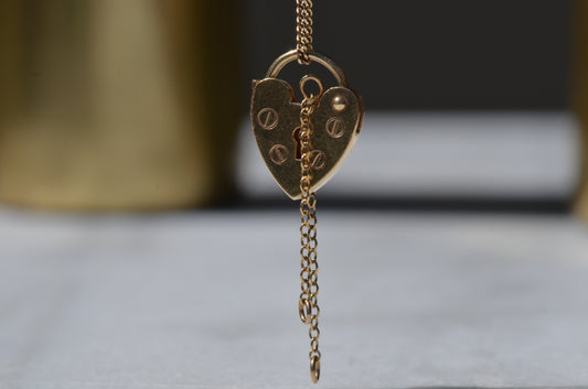 Warm Vintage Heart Padlock with Safety Chain 1979