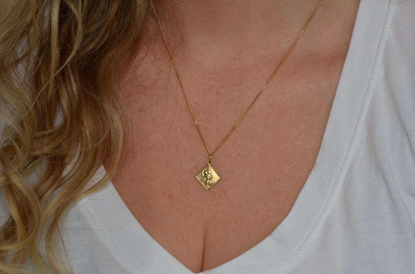 Unique Geometric Vintage St. Christopher Charm