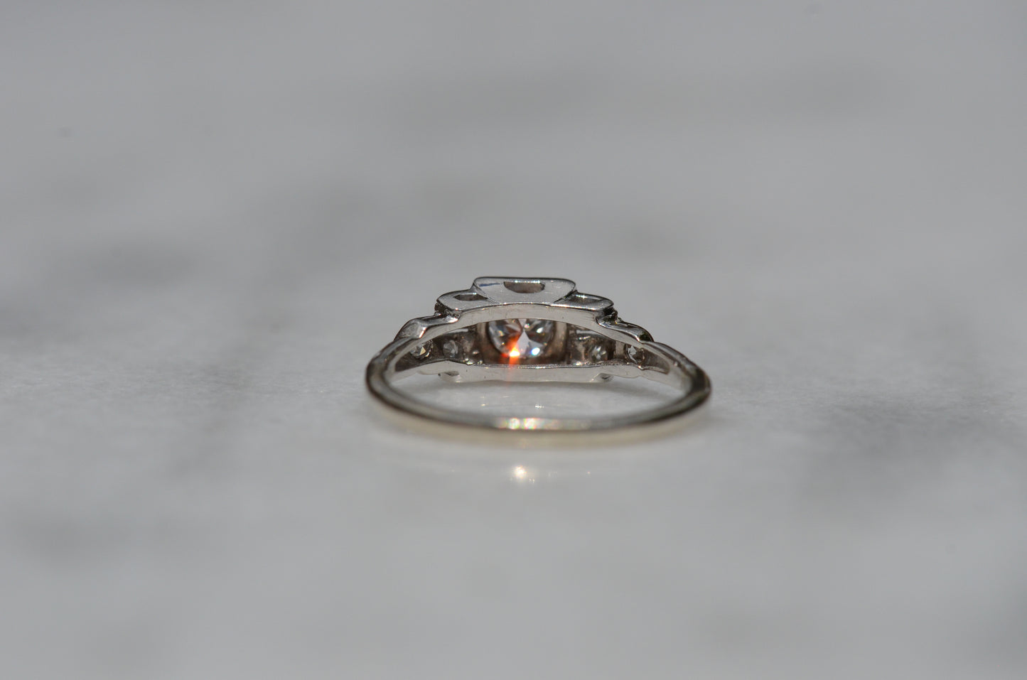 Sparkling Vintage Diamond Stepped Shoulder Ring