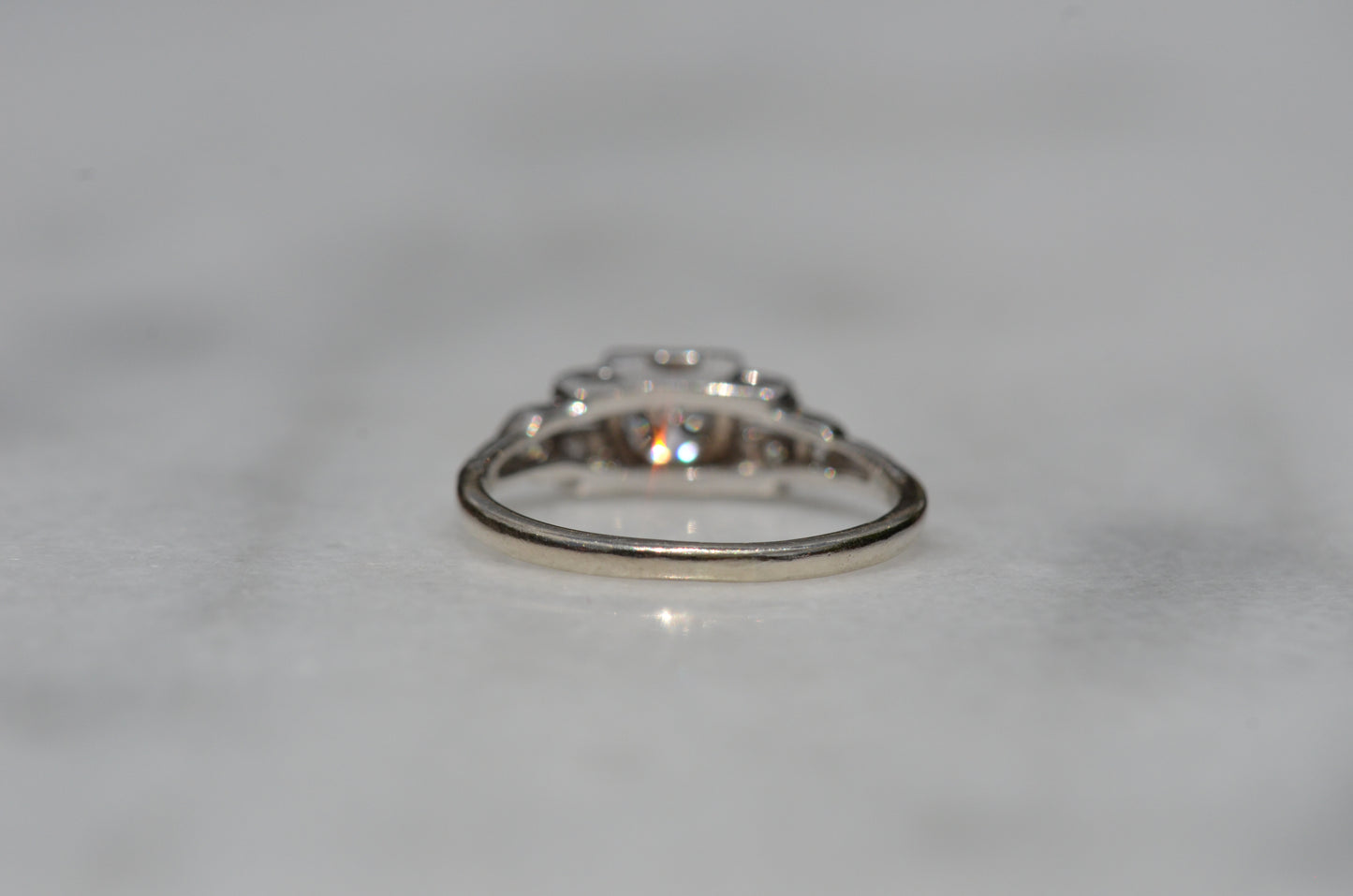 Sparkling Vintage Diamond Stepped Shoulder Ring