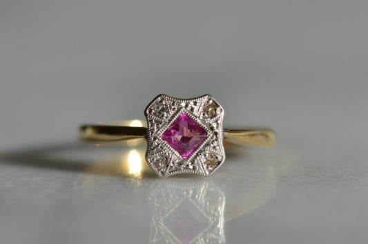 Delicate Edwardian Ruby Cluster Ring