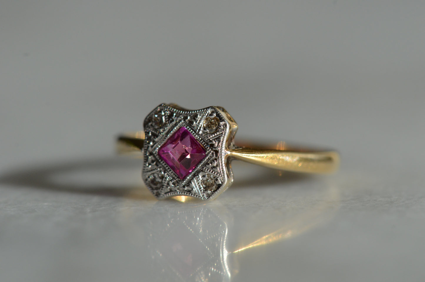 Delicate Edwardian Ruby Cluster Ring