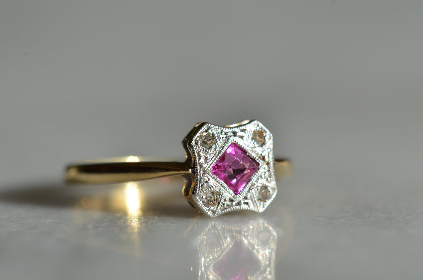 Delicate Edwardian Ruby Cluster Ring