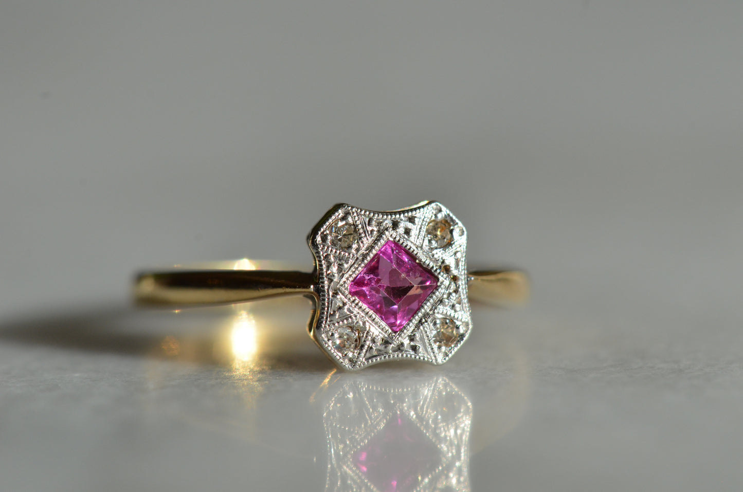 Delicate Edwardian Ruby Cluster Ring