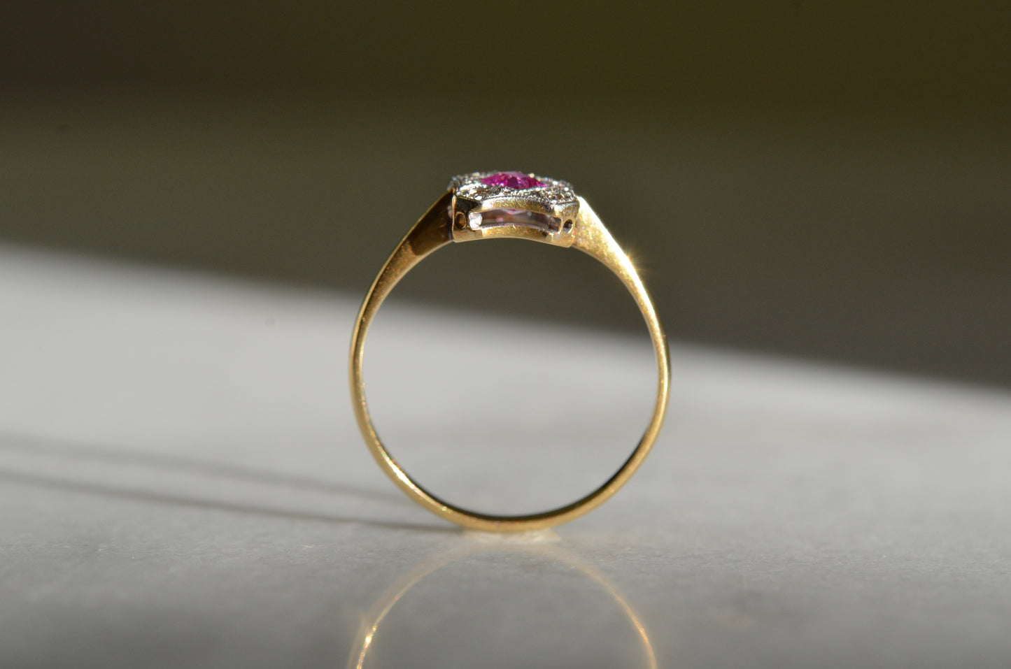 Delicate Edwardian Ruby Cluster Ring