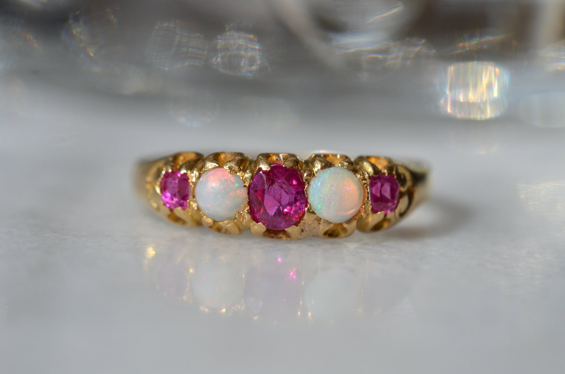 Cheerful Antique Ruby and Opal Ring – Eloi