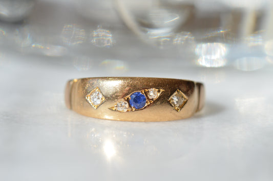 Smooth Antique Sapphire and Diamond Band