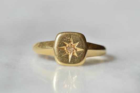 Rich Antique Diamond Signet Ring