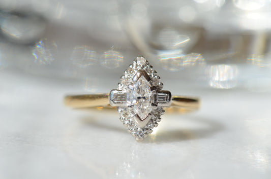 Sparkling Vintage Marquise Cluster Ring