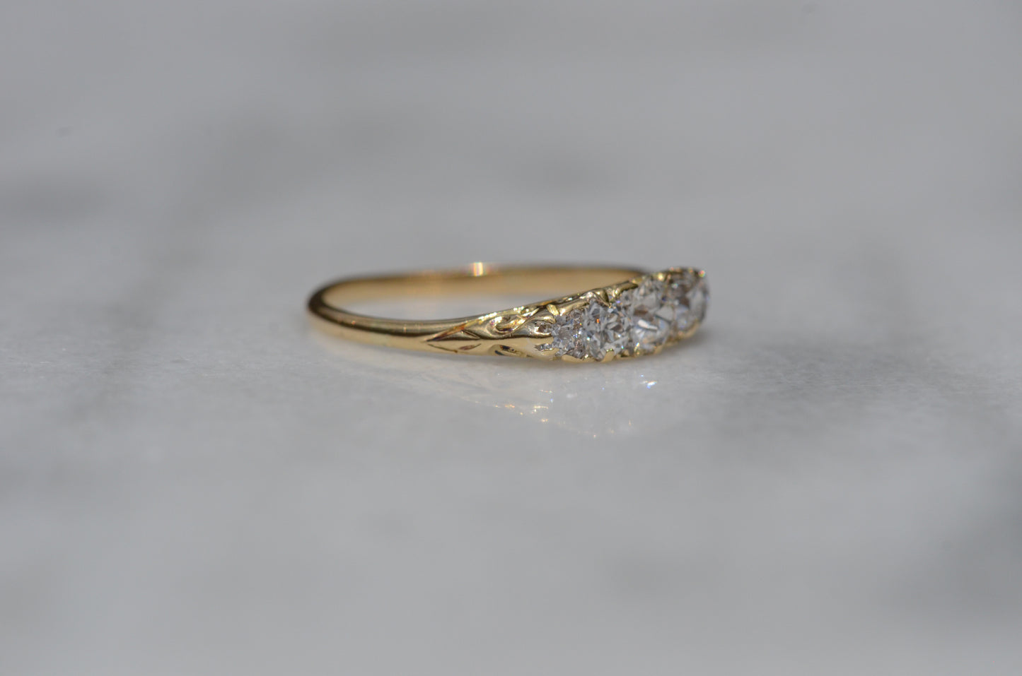 Stunning Vintage Five Diamond Boat Ring