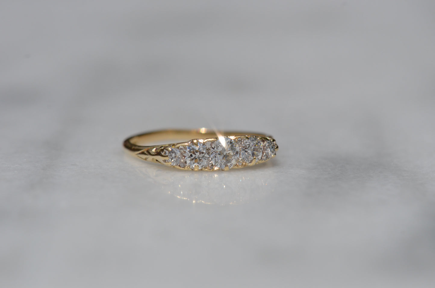 Stunning Vintage Five Diamond Boat Ring