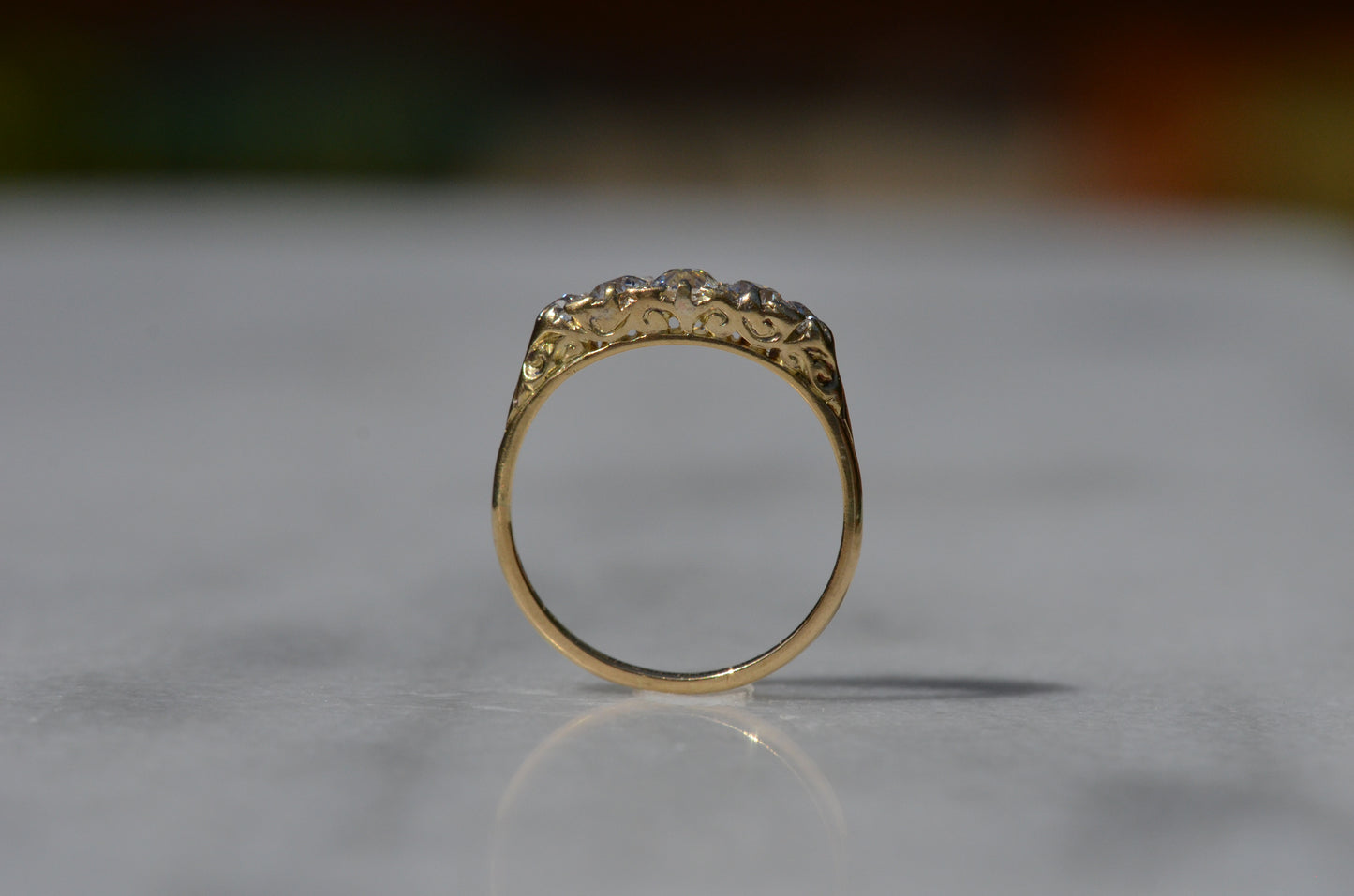 Stunning Vintage Five Diamond Boat Ring