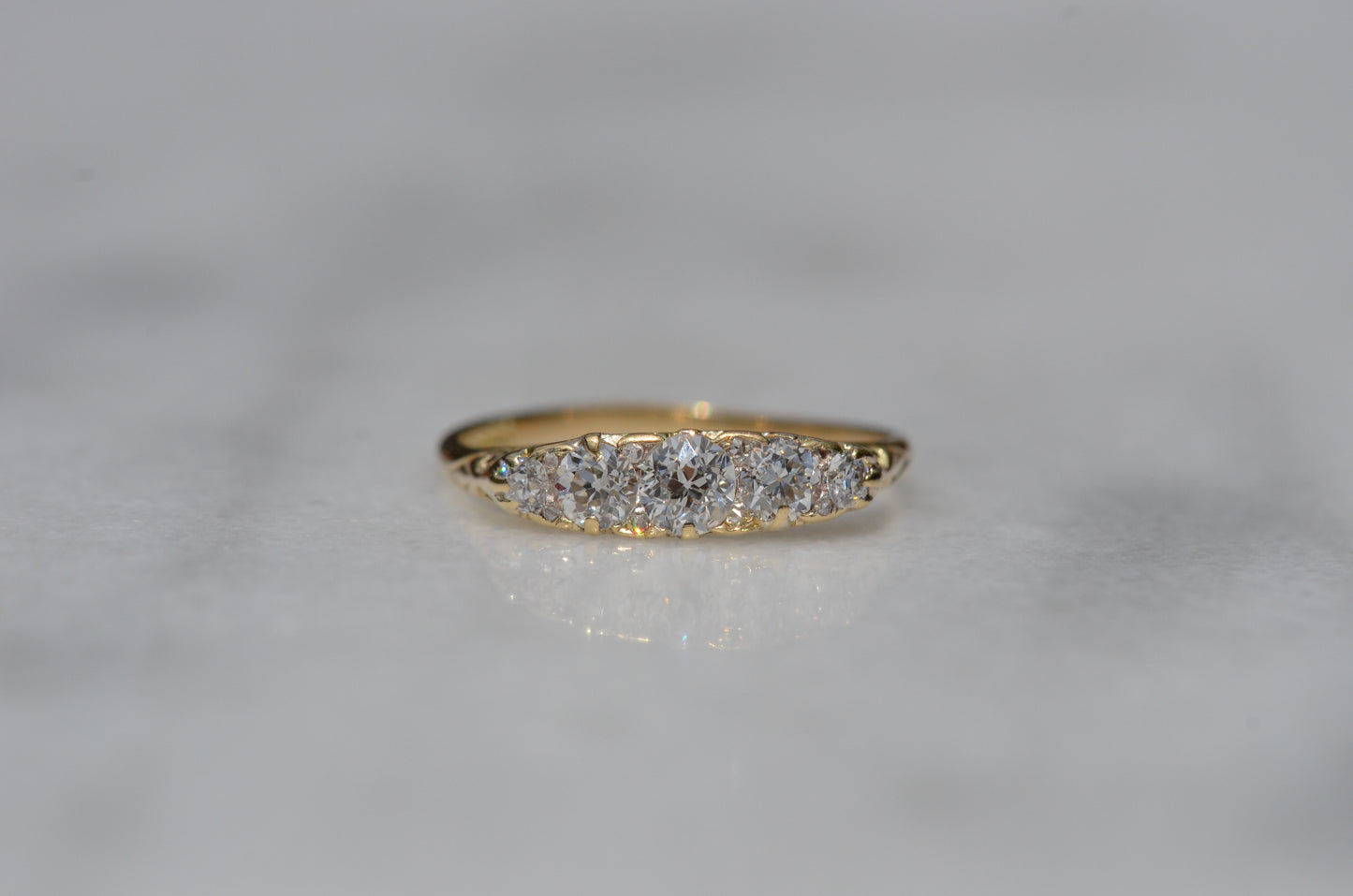 Stunning Vintage Five Diamond Boat Ring