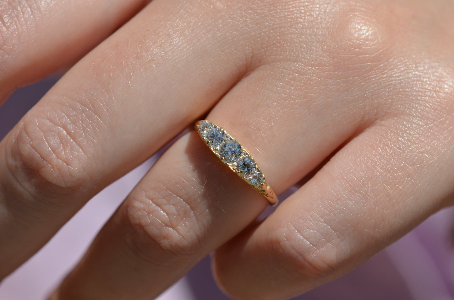 Stunning Vintage Five Diamond Boat Ring