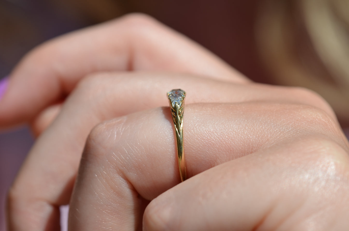 Stunning Vintage Five Diamond Boat Ring