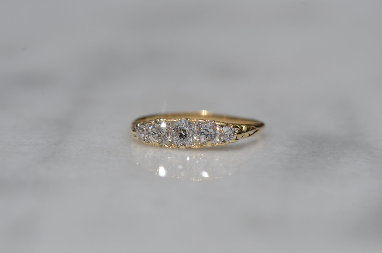 Stunning Vintage Five Diamond Boat Ring