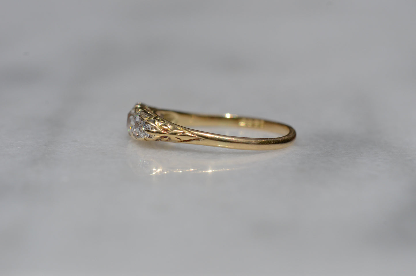 Stunning Vintage Five Diamond Boat Ring