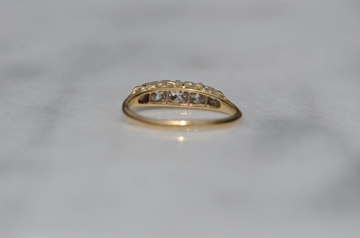 Stunning Vintage Five Diamond Boat Ring