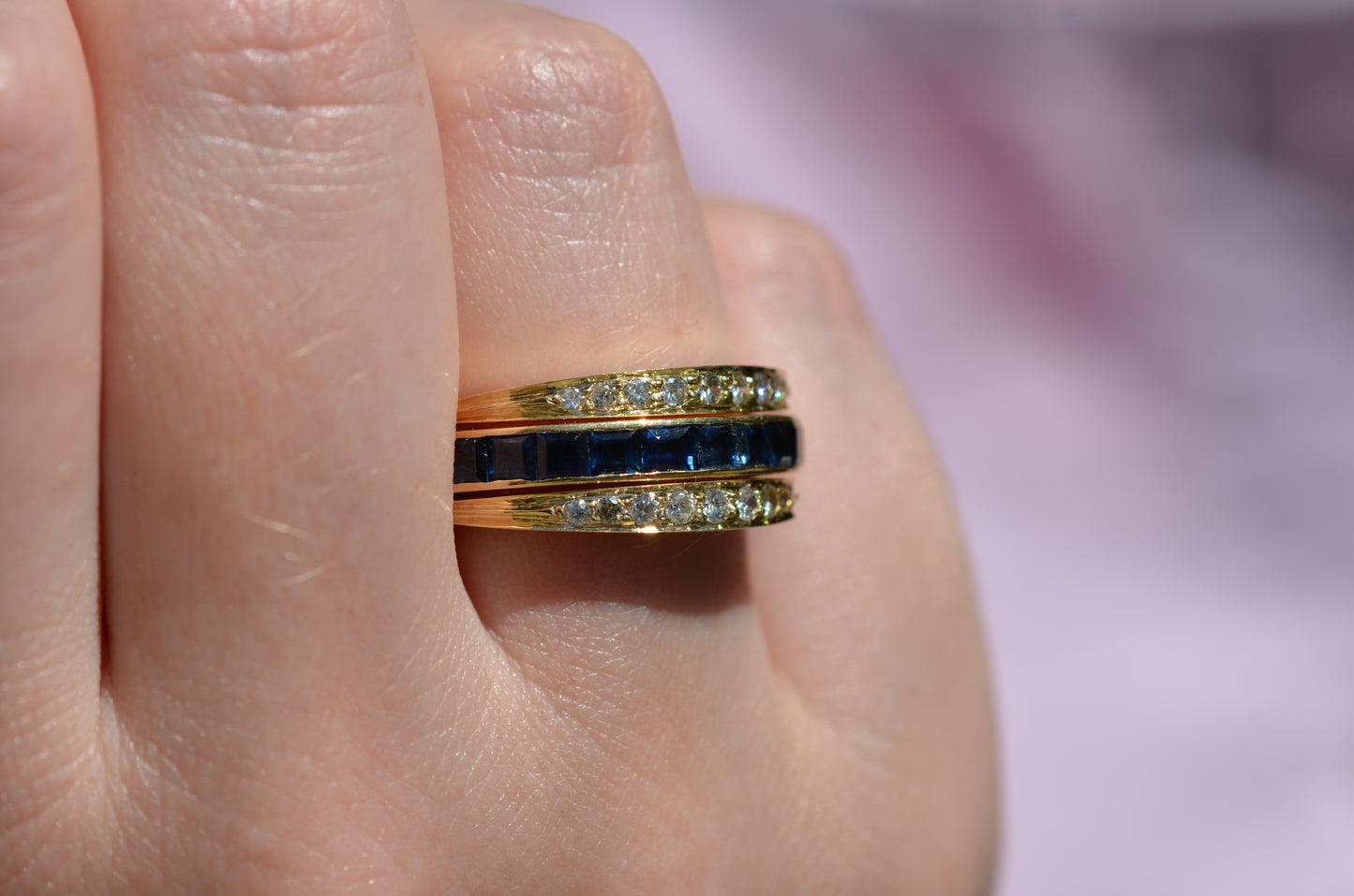 Dazzling Sapphire and Emerald Day and Night Flip Ring