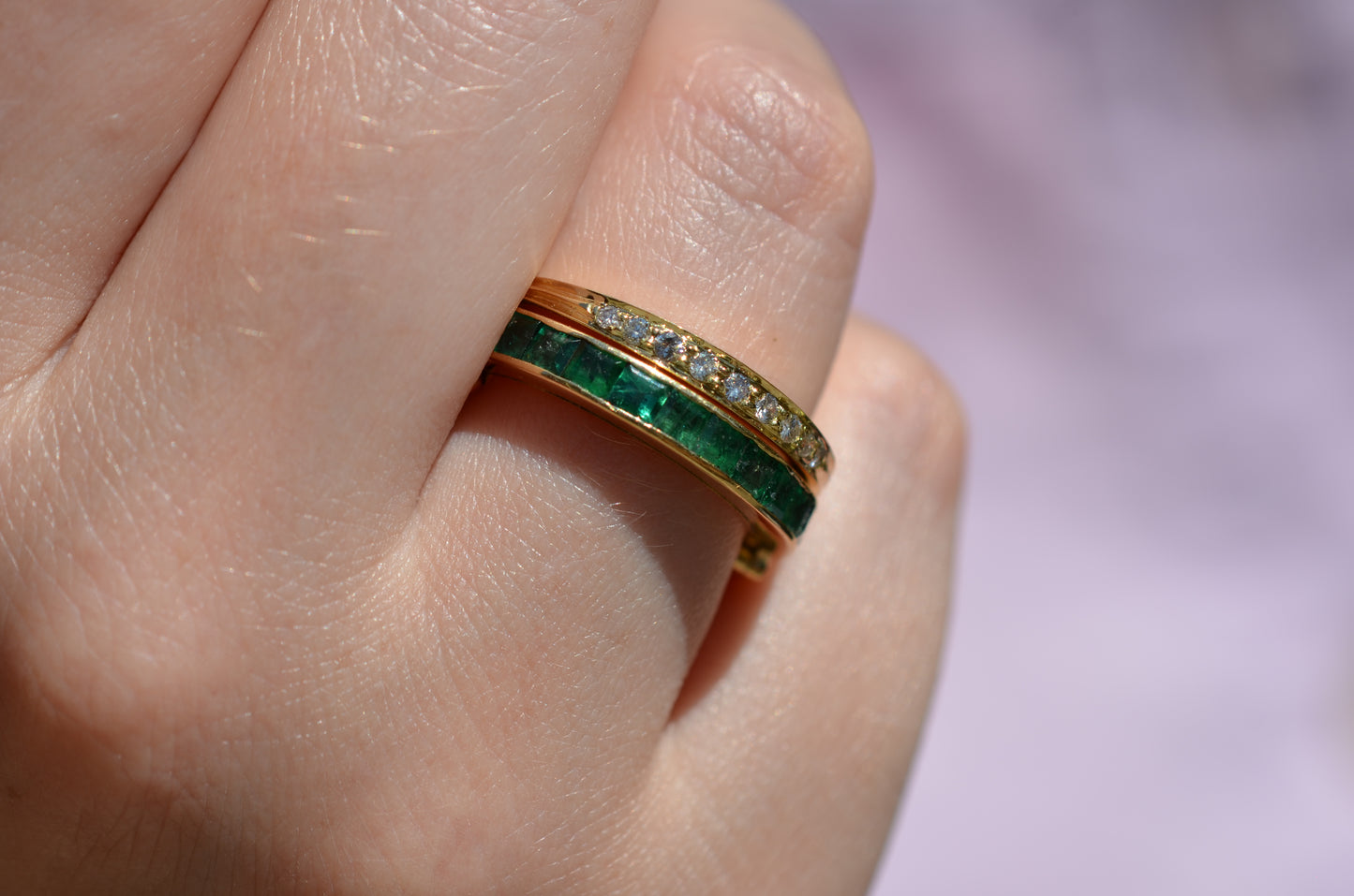 Dazzling Sapphire and Emerald Day and Night Flip Ring