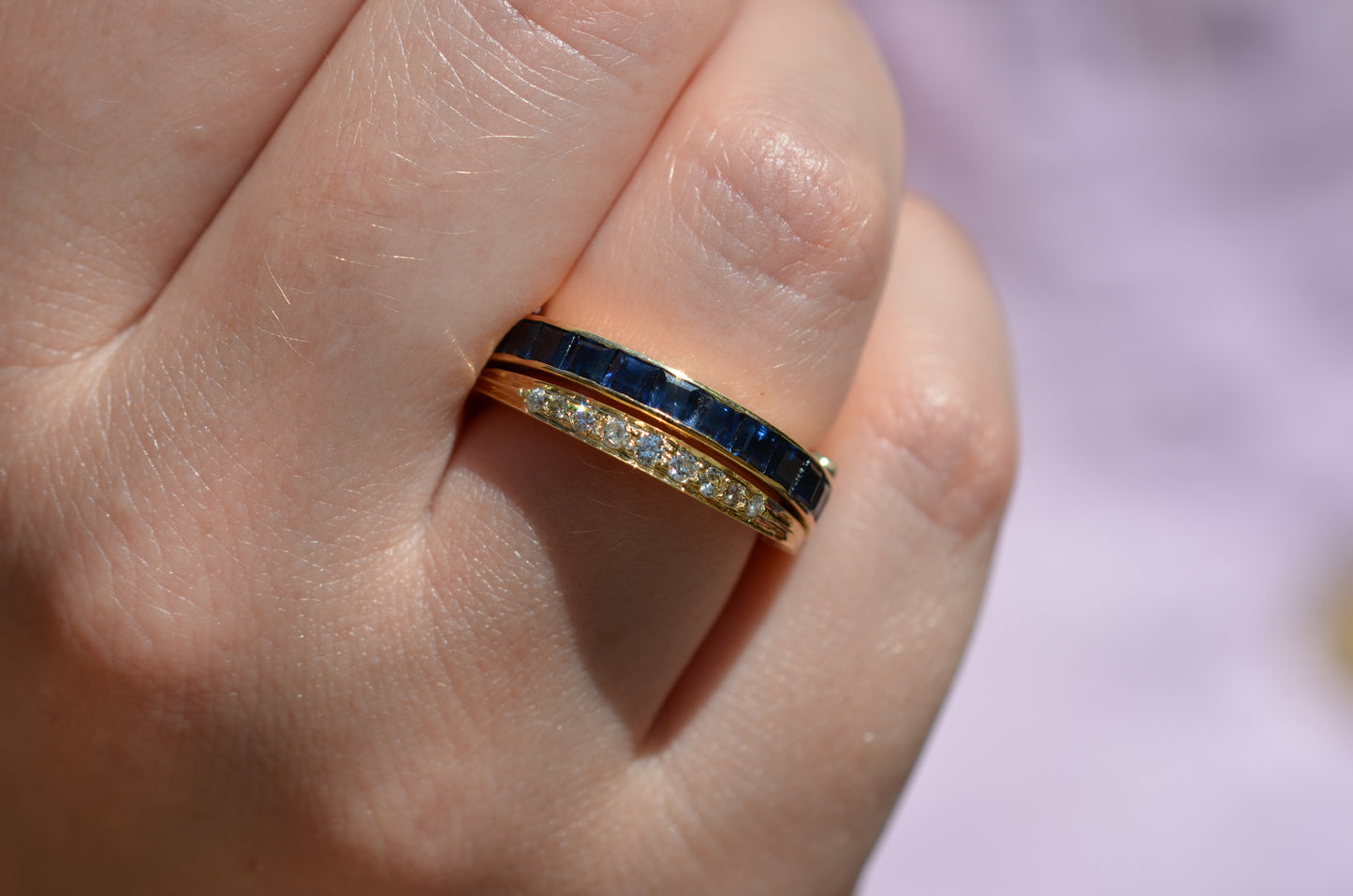 Dazzling Sapphire and Emerald Day and Night Flip Ring