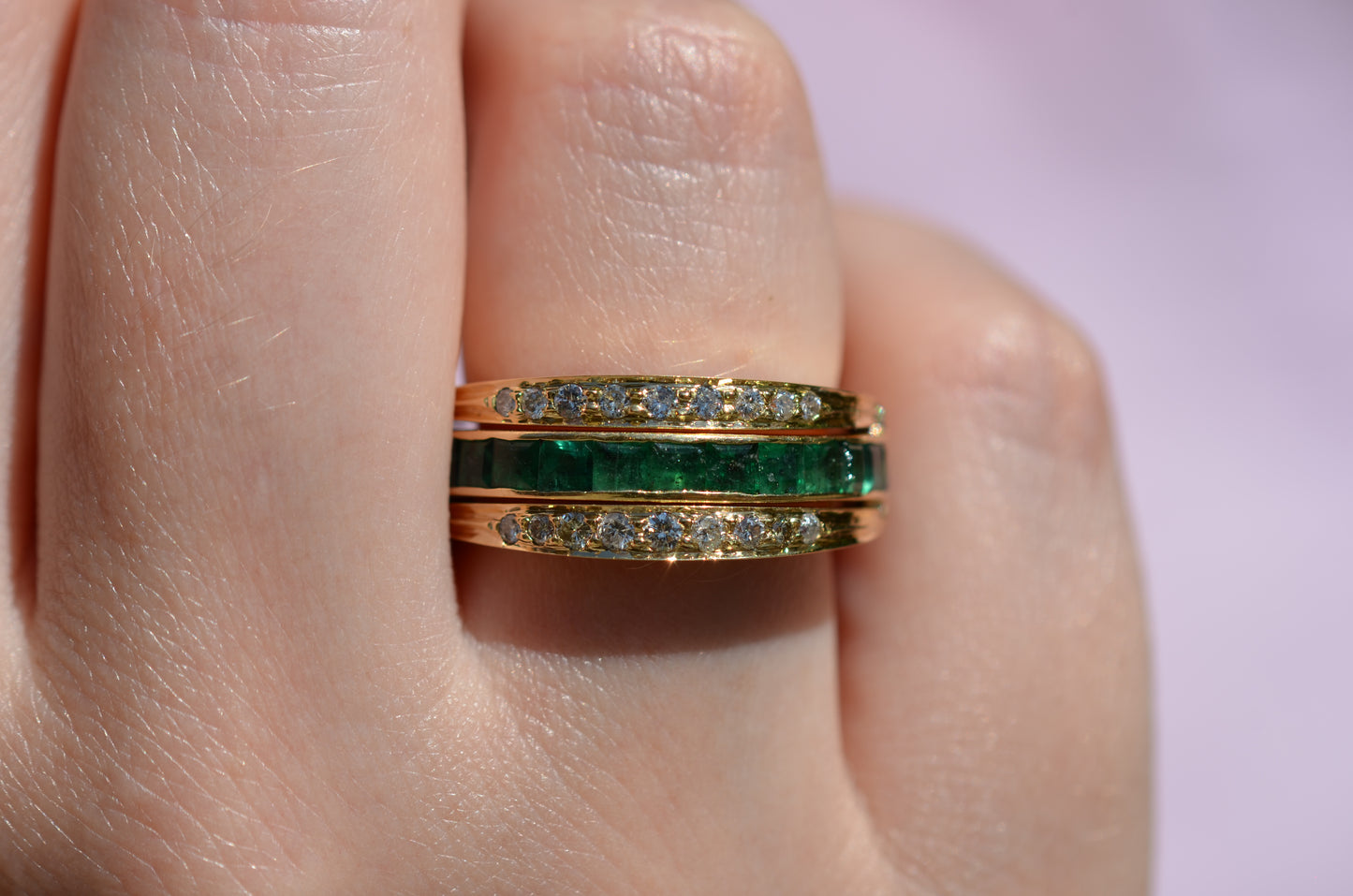 Dazzling Sapphire and Emerald Day and Night Flip Ring