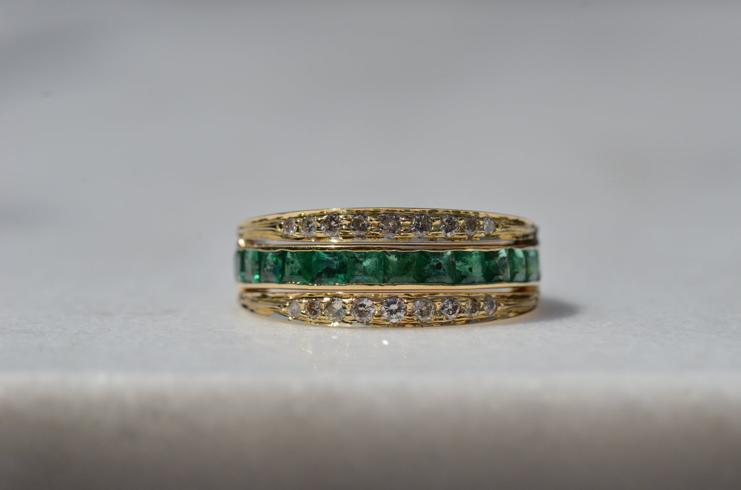 Dazzling Sapphire and Emerald Day and Night Flip Ring