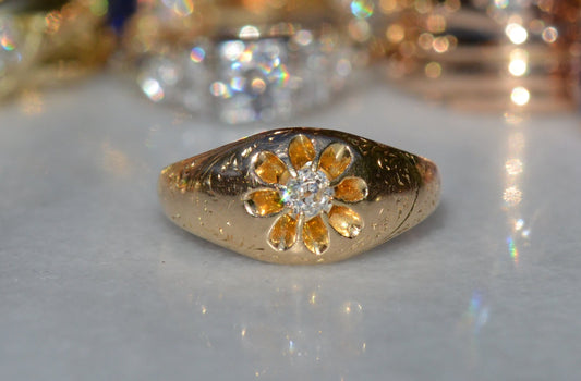 Soft Antique Diamond Belcher Ring