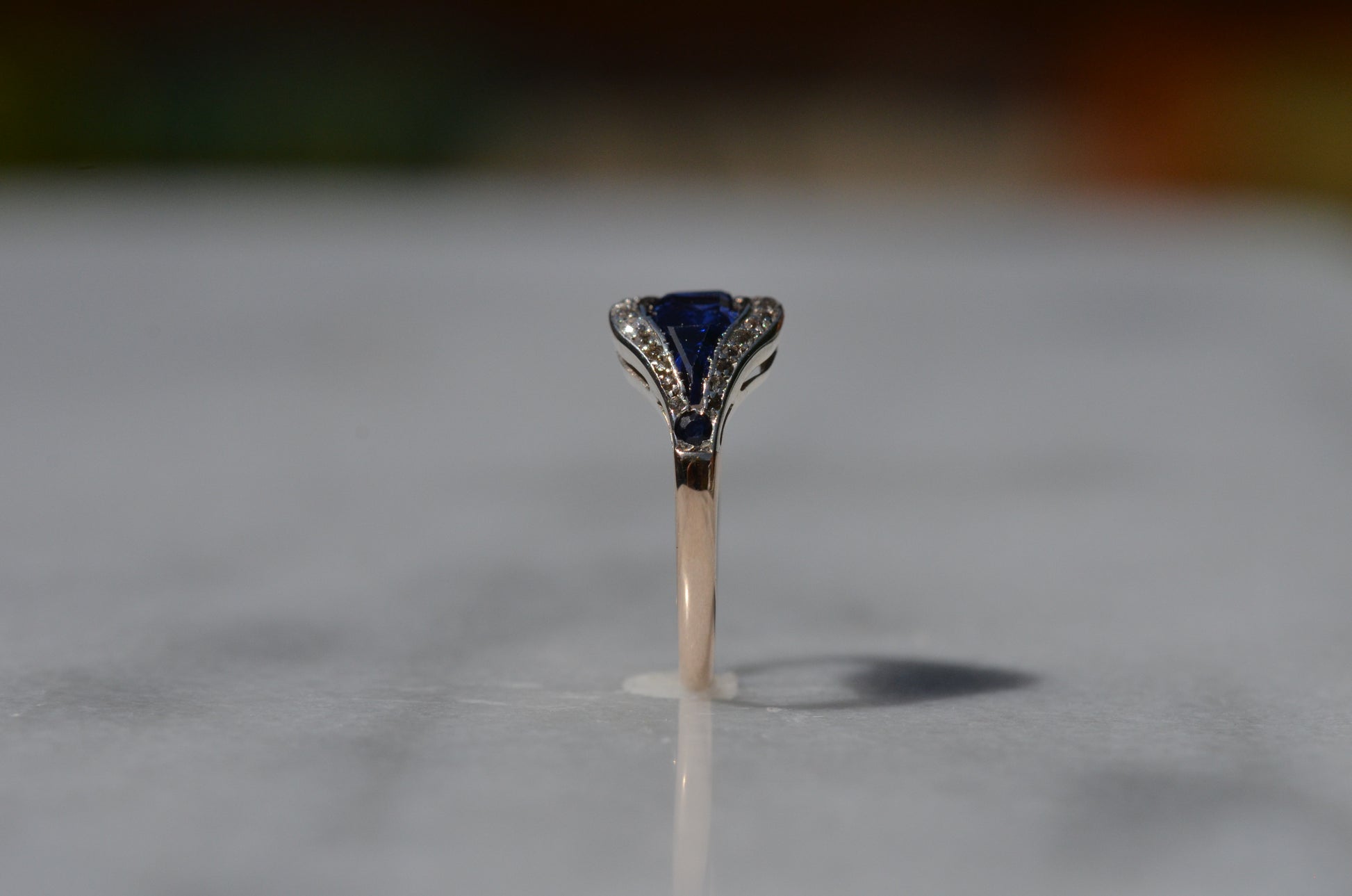 The ring is shown positioned upright viewed from the side to focus on the profile.