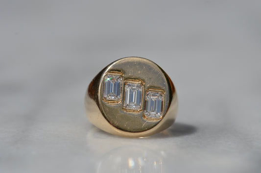 Staggering Vintage Emerald Cut Signet Ring