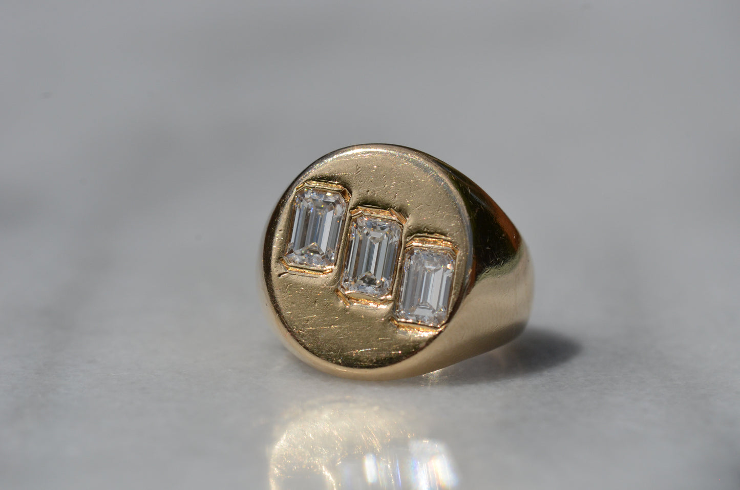 Staggering Vintage Emerald Cut Signet Ring