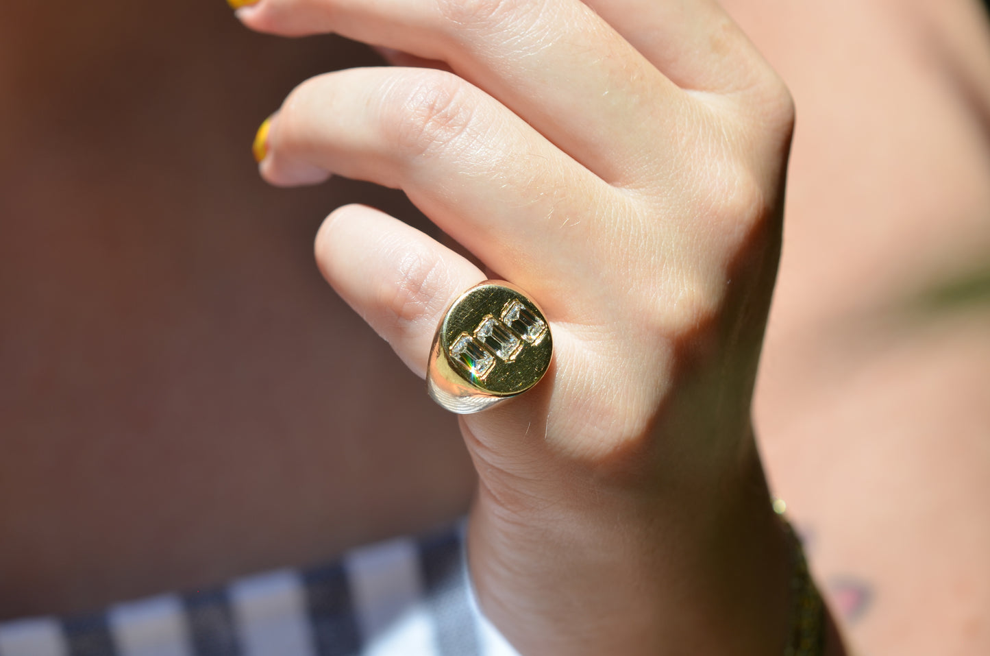 Staggering Vintage Emerald Cut Signet Ring