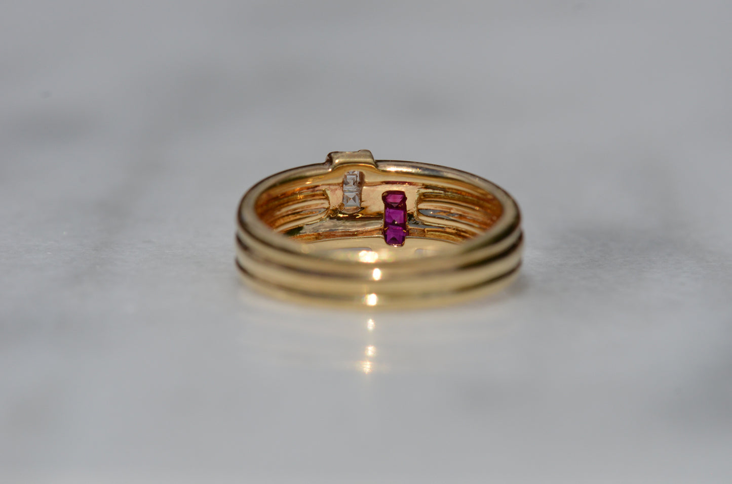 Dazzling Vintage Ruby and Diamond Carré Band