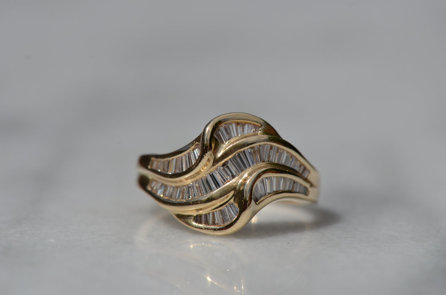 Swooping Vintage Baguette Cluster Ring