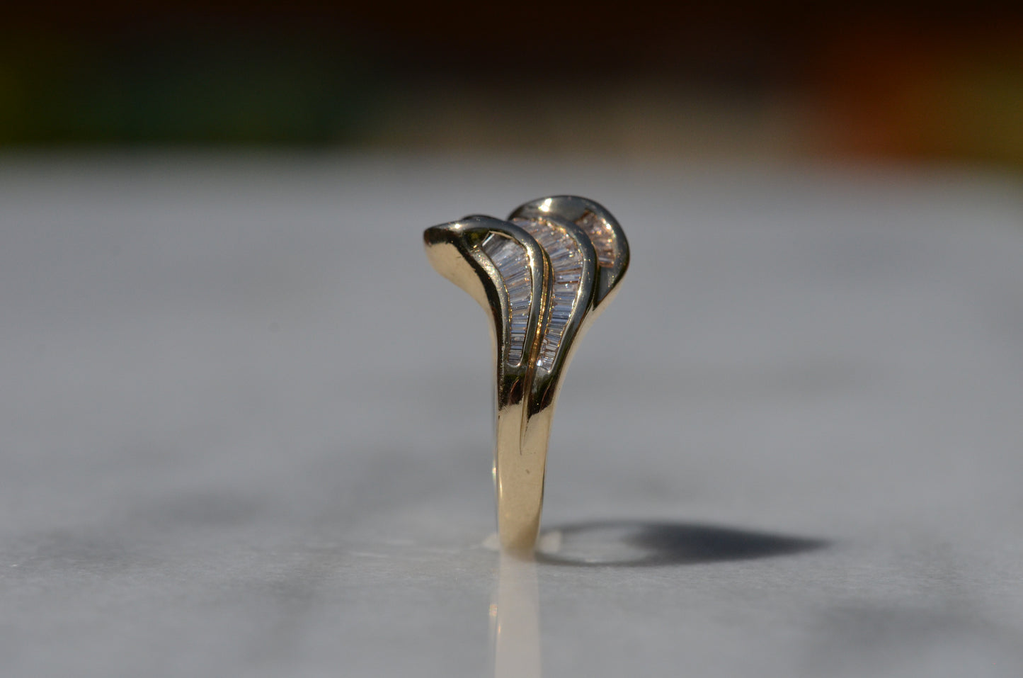 Swooping Vintage Baguette Cluster Ring