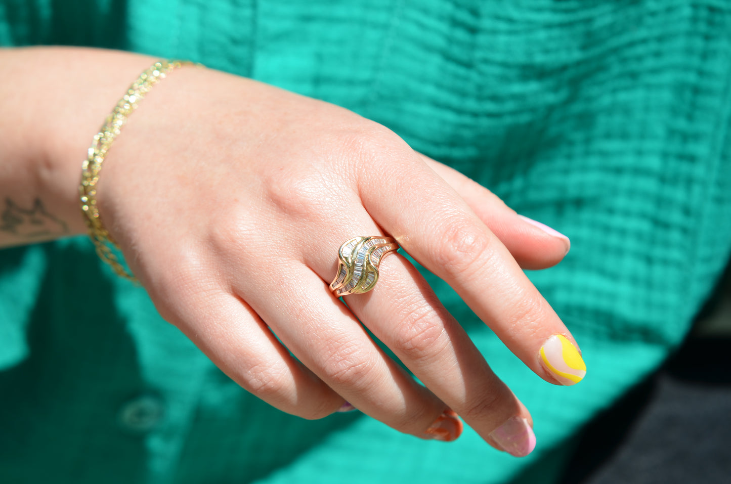 Swooping Vintage Baguette Cluster Ring