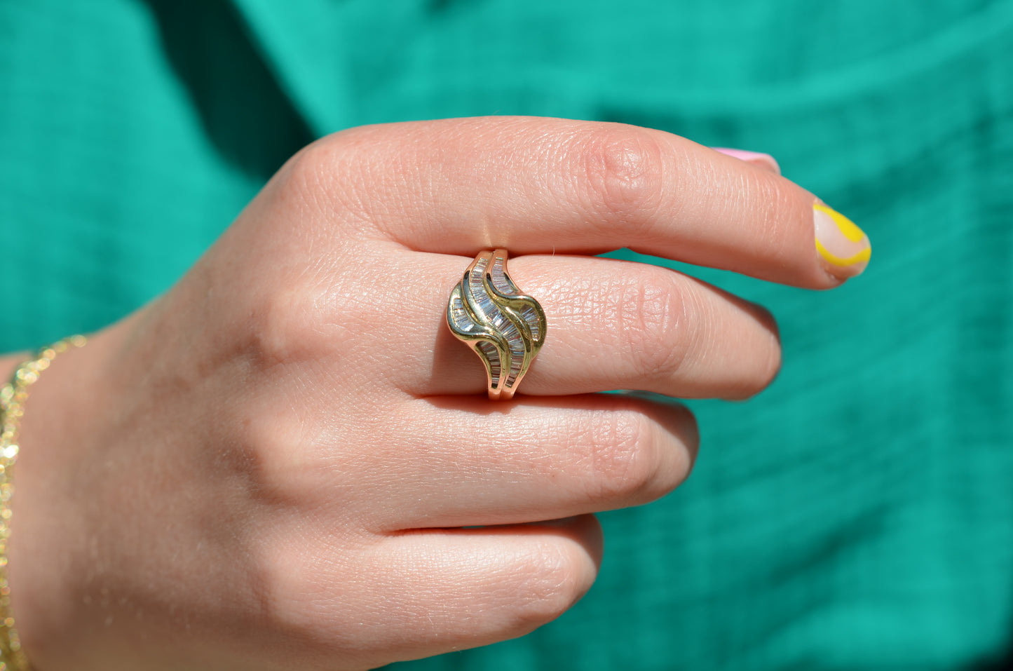 Swooping Vintage Baguette Cluster Ring