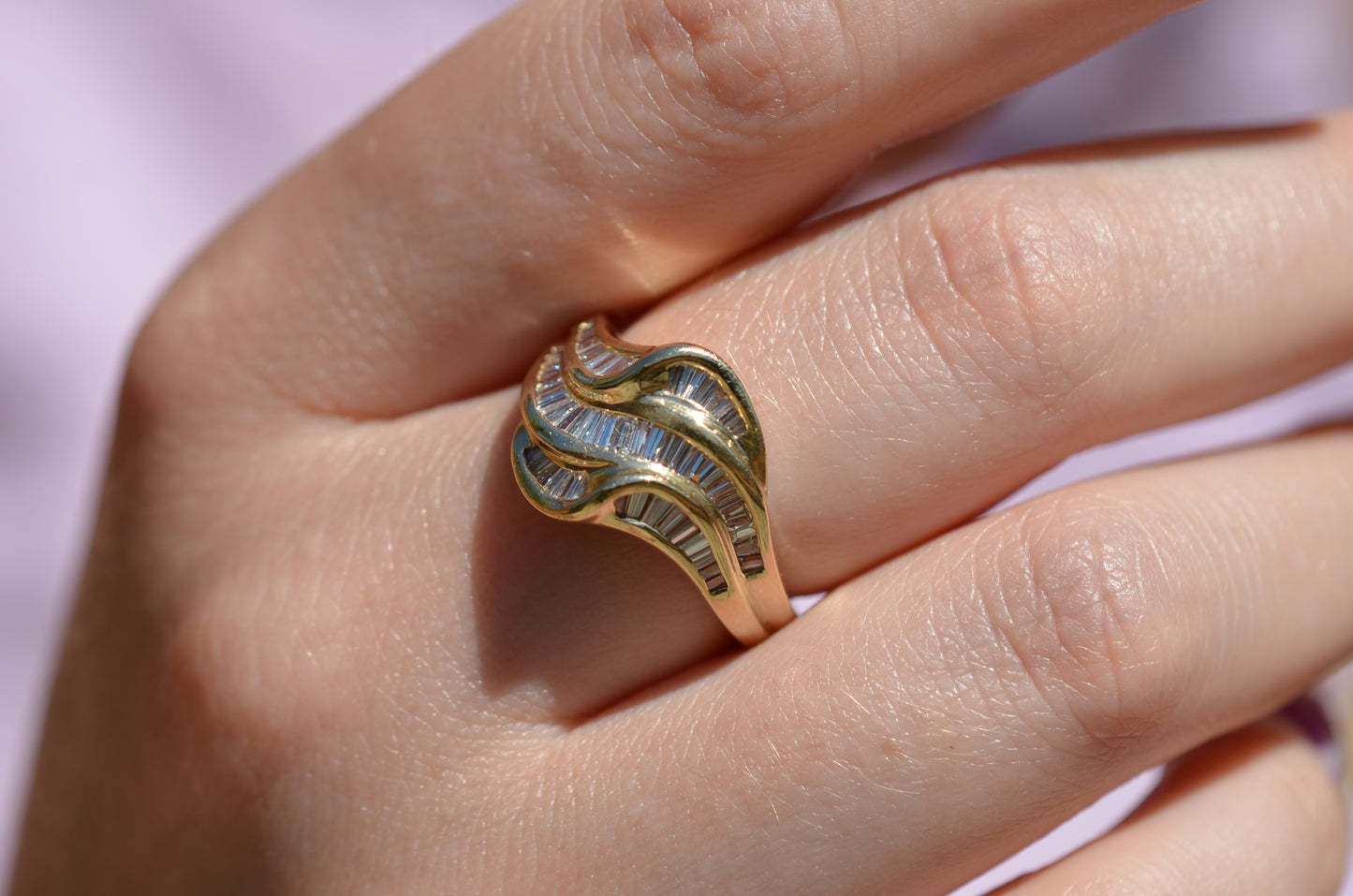 Swooping Vintage Baguette Cluster Ring